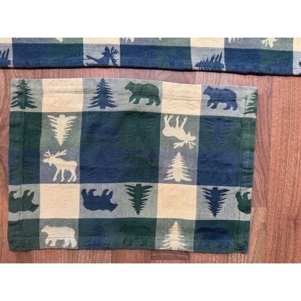 Set - 2 Park Designs Cotton Woodland Placemats &Table Runner Moose Bear Patterns
